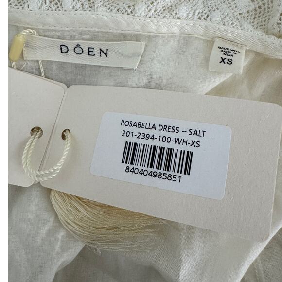 DOEN Rosabella Embroidered Midi Dress bow lace salt white size XS - Picture 11 of 16